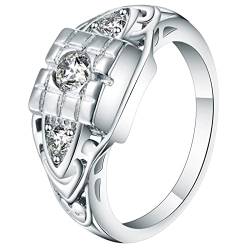Homxi Ring Damen Silber,Rund mit Zirkonia Silber Kupfer Ring Damen Verlobungsringe Eheringe Gr.62 (19.7) von Homxi