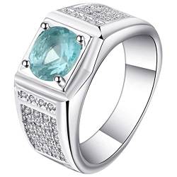 Homxi Ring für Damen Versilbert,4 Zinken mit Rund Zirkonia Hellblau Silber Ring Frauen Kupfer Frauen Ringe Verlobung Gr.57 (18.1) von Homxi