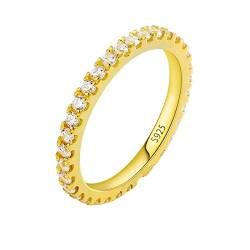 Homxi Ringe Damen Silber 925,Ringe Verlobungsring Rund 1.5 x 1.5 MM Zirkonia Gold Damen Ring Hochzeit Gr 49 (15.6) von Homxi