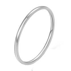 Homxi Ringe Herren Edelstahl,1MM Dünn Poliert Rund Ringe für Herren Silber Ring Herren Größe 61 (19.4) von Homxi