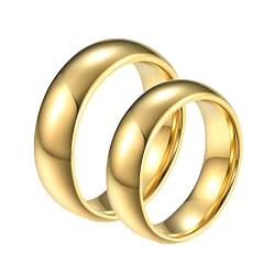 Homxi Ringe Paar Gravur,Wolfram Verlobungsringe 8MM Goldring mit Rund Poliert Paar Eheringe Damen 52 (16.6) + Herren 54 (17.2) von Homxi