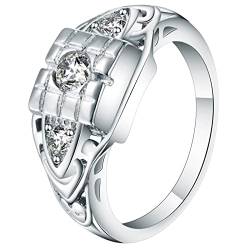 Homxi Ringe Silber für Damen,Rund mit Zirkonia Silber Ring Frauen Kupfer Ring Eheringe Größe 60 (19.1) von Homxi