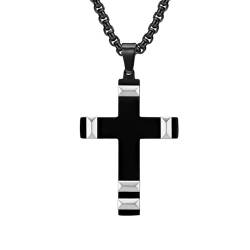 Homxi Schwarz Silber Halskette Anhänger Unisex,Frauen Halskette Edelstahl für Anhänger Kreuz Halskette mit Anhänger Schwarz Silber von Homxi