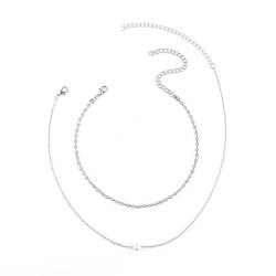 Homxi Silber Halskette für Anhänger Damen,Kette Versilbert mit Anhänger Mädchen Doppellagige Kette mit Zirkonia Anhänger Halskette Silber von Homxi