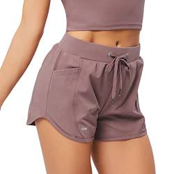 HomyComy Damen Sporthose Kurz Laufhose High Waist Sport Shorts Atmungsaktiv Fitness Kurze Hose Running Yoga Jogging Beiläufige Elastisch Schnelltrocknende Shorts Rosa S von HomyComy