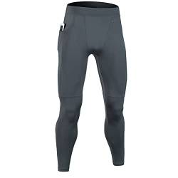 HomyComy Herren Kompressionshosen Workout Sport Leggings Lange Laufhosen Atmungsaktiv Funktionsunterhose Tights Grau L von HomyComy