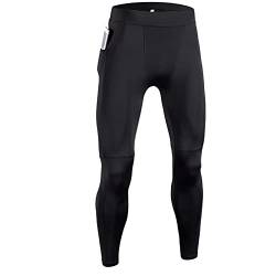 HomyComy Herren Kompressionshosen Workout Sport Leggings Lange Laufhosen Atmungsaktiv Funktionsunterhose Tights Schwarz L von HomyComy