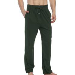 HomyComy Herren Schlafanzughose Lang Baumwolle Pyjamahose Nachtwäsche Pyjama mit Elastischer Taille Loungewear für Männer von HomyComy