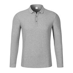 HomyComy Poloshirts Herren Langarm Basic Baumwolle Polohemd Golf T-Shirt Casual Tops Grau L von HomyComy