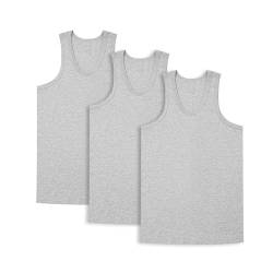 HomyComy Unterhemd Herren Athletic Tank Top 3er Packs Gekämmte Feinripp 100% Baumwolle Tanktops Grau XL von HomyComy