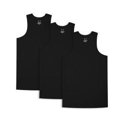 HomyComy Unterhemd Herren Athletic Tank Top 3er Packs Gekämmte Feinripp 100% Baumwolle Tanktops Schwarz L von HomyComy