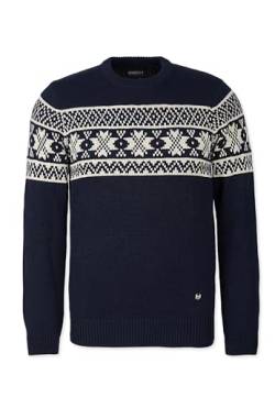 Honesty Rules Herren Strickpullover Norweger Rundhalsausschnitt Langarm aus Bio-Baumwolle, Navy, Gr. L von Honesty Rules