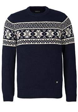 Honesty Rules Herren Strickpullover Norweger Rundhalsausschnitt Langarm aus Bio-Baumwolle, Navy, Gr. M von Honesty Rules