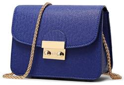Honeymall Kleine Damentasche Umhängetasche Citytasche Schultertasche Handtasche Elegant Retro Vintage Tasche Kette Band(Blau) von Honeymall