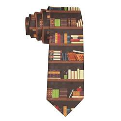 Herren Krawatten Business Krawatte für Herren Bücherregal Bücher Mode-Krawatte, schmal Krawatte für Männer, Weihnachten, Hochzeit, Business, formelle Party, 145 x 8 cm von Hongfacai