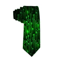 Herren Krawatten Business Krawatte für Herren Grünes Matrixsymbol Digitaler Binärcode Mode-Krawatte, schmal Krawatte für Männer, Weihnachten, Hochzeit, Business, formelle Party, 145 x 8 cm von Hongfacai