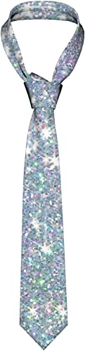 Herren Krawatten Business Krawatte für Herren Weißer Bling-Glitzer Mode-Krawatte, schmal Krawatte für Männer, Weihnachten, Hochzeit, Business, formelle Party, 145 x 8 cm von Hongfacai