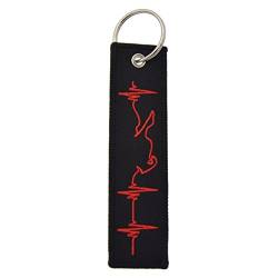 Hongma Schlüsselanhänger Keyring mit EKG Stickrei aus Kunststoff Rot Weiß Unisex von Hongma