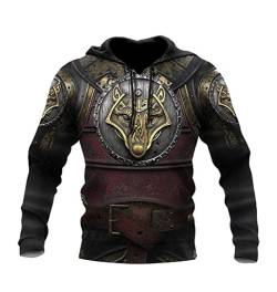 Hongwenstore Ritter Hoodie Mittelalterliche Rüstung Sweatshirt Templer Pullover Vintage Erwachsene 3D gedruckte Jacke für Herren von Hongwenstore