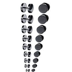 9 Paare 3-12 mm Tian Edelstahl Herren Ohrstecker Creolen Tunnel Ohrringe für Damen Edelstahl Herren Pierced Earrings Schwarz Stud Earrings (Schwarz) von Hongyantech