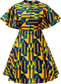 HongyuAmy Damen Afrikanisches Vintage-Kleid mit Rüschen und Ärmeln, Farbe., X-Groß von HongyuAmy