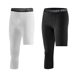 Hongyuangl Laufleggings für Herren, 1er oder 2er Pack, 3/4 Einbein Kompression Capri Strumpfhose, Cool Dry Gym Strumpfhose für Herren, Compression Base Layer Sporthose Unterwäsche von Hongyuangl