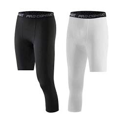 Hongyuangl Laufleggings für Herren, 1er oder 2er Pack, 3/4 Einbein Kompression Capri Strumpfhose, Cool Dry Gym Strumpfhose für Herren, Compression Base Layer Sporthose Unterwäsche von Hongyuangl