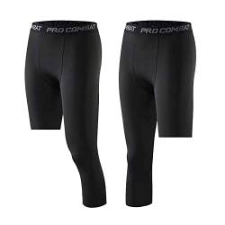 Hongyuangl Laufleggings für Herren, 1er oder 2er Pack, 3/4 Einbein Kompression Capri Strumpfhose, Cool Dry Gym Strumpfhose für Herren, Compression Base Layer Sporthose Unterwäsche von Hongyuangl