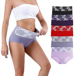 Honzadar Unterhosen Damen Baumwolle Hohe Taille Unterwäsche Stretch Bauchkontrolle Taillenslip,Mehrpack,(Multicolored C-5Pack) Gr.4XL von Honzadar