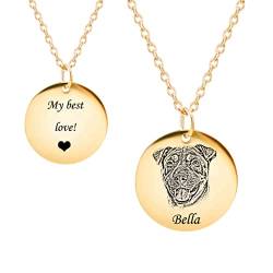 HooAMI Personalisierte Kette,Goldkette Herren mit Personalisierte Hund Katze Haustier Anhänger Personalisierter Schmuck Ketten von HooAMI