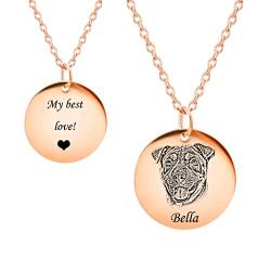 HooAMI Personalisierte Kette,Halskette Herren Roségold mit Personalisierte Hund Katze Haustier Anhänger Personalisierter Schmuck Ketten von HooAMI