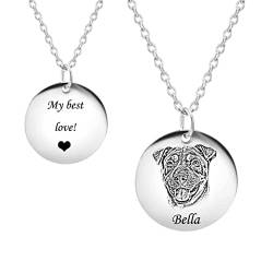 HooAMI Personalisierte Kette,Silberkette Herren mit Personalisierte Hund Katze Haustier Anhänger Personalisierter Schmuck Ketten von HooAMI