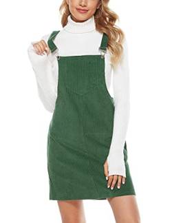 Hooever Damen Corduroy A-Linie Strappy Latz Pullover Overalls Kleid Rock - Grün - Groß von Hooever