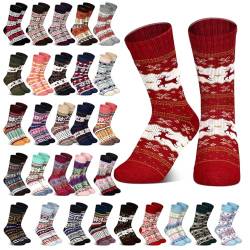 30 Paar Wintersocken bunte warme Socken in Großpackung Unisex kaltes Wetter Crew Socken Vintage Muster Socken 30 Stile, Vintage, Einheitsgr��e von Hoolerry