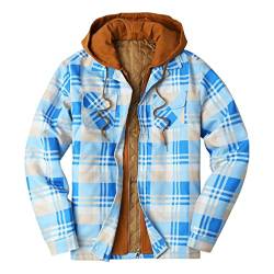 Hoothy Herren Flanellhemd Gefüttert Winter Fleecehemden Arbeits Winter Jacke Winter Fleecehemden Warm Übergangsjacke Thermo Jacke Lumberjack Jacke von Hoothy