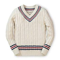 Hope & Henry Boys' Long Sleeve V-Neck Cricket Sweater Antique White von Hope & Henry