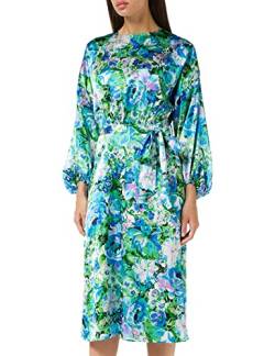 Hope & Ivy Damen The Arielle Midi Blumenmuster und Blousonärmeln Kleid für besondere Anlässe, blau/grün, 38 von Hope & Ivy