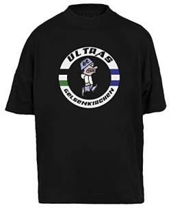 Ultras Gelsenkirchen Baggy T-Shirt Herren Damen Unisex Schwarz Bio-Baumwolle Tee Men's Black von Hopestly