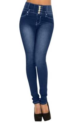 Damen Jeans High Waist Stretch Denim Jeanshosen für Damen Skinny Slim Fit Röhrenjeans Bleistiftjean Lässige Pant Strecken Schlank Stylische Hosen (Blau A2, L) von Hormtaer