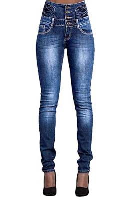 Damen Jeans High Waist Stretch Denim Jeanshosen für Damen Skinny Slim Fit Röhrenjeans Bleistiftjean Lässige Pant Strecken Schlank Stylische Hosen (Marine, L) von Hormtaer