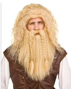 Blonde Perücke mit Bart für Wikinger Kostüme von Horror-Shop