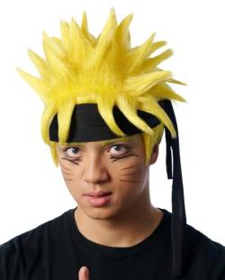 Gelbe Anime Perücke mit Stirnband von Horror-Shop