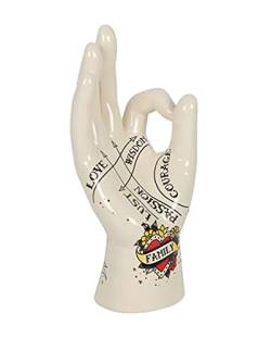 Horror-Shop Hand mit Wahrsage & Handlese Symbolik & Tattoos von Horror-Shop