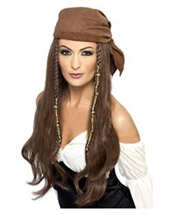 Piraten Lady Langhaar Perücke mit Kopftuch von Horror-Shop