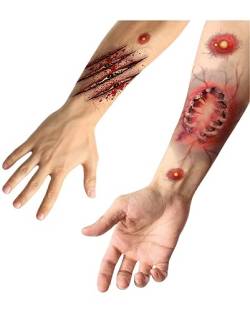 Zombie Biss & Kratzwunden SFX Tattoo Wunden für Halloween von Horror-Shop