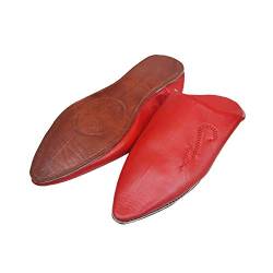 Babuchas Marokkanische Schuhe aus echtem Leder, handgefertigt von den besten Handwerkern in Marrakesch, rot, 46 EU von Horus Artesanía de Egipto