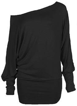 Hot Hanger Damen Batwing Shirt Langarm Blusen Tunika Top Plus Size EU Größe 36-54 : Color - Schwarz : Size - 16-18 LXL von Hot Hanger
