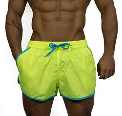 Hot Red on Sun Herren Badeshorts M - XXL Retro, Vintage, Neon (606) (gelb, M) von Hot Red on Sun