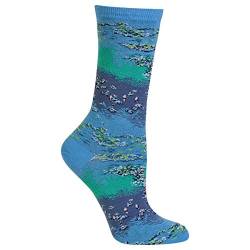 Hot Sox Damen Artist Series Crew Socken Strumpfwaren Gr. 38, Monet Waterlillies (Blueshell) von Hot Sox