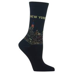 Hot Sox Women's Travel Series Novelty Fashion Crew, New York (Black), Shoe Size: 4-10 von Hot Sox